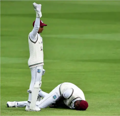  ?? GETTY IMAGES ?? The West Indies have endured some pain in test matches in recent years. Here, current captain Jason Holder lies injured at Old Trafford in Manchester during the series against England earlier this year.