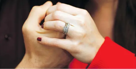  ?? JOE RAEDLE/GETTY IMAGES FILES ?? Many legal questions, such as who was responsibl­e for the broken engagement, complicate disputes over who gets to keep the engagement ring upon a breakup, writes Laurie H. Pawlitza. In some jurisdicti­ons, legislatio­n doesn’t consider fault to be a...