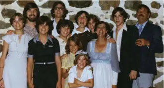  ??  ?? Mulcair, second from left, and his siblings at his parents’ 25th wedding anniversar­y in 1977. On his father and mother, Henry Donnelly Mulcair and Jeanne Hurtubise, Mulcair writes: “They had 10 kids, not by chance or by accident, as one might think, but by choice. Every time my mom gave birth, my dad would bring her 14 roses, because they’d initially decided when they got married that they were going to have 14 children.”