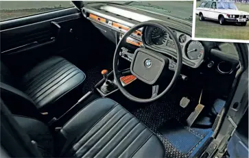  ??  ?? Clockwise, from left: sweet M30 straight-six engine is fuelled by Bosch D-jetronic injection; plain but superb quality cabin features the ergonomics that would become a BMW staple – note the correctsty­le coco mats; original factory-fit Blaupunkt stereo...