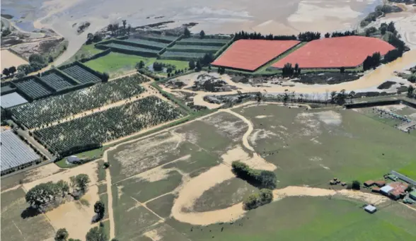  ?? Photo: Logan Church ?? An aeriel view of the floods in north of Motueka, South Island, New Zealand.