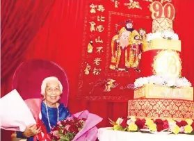  ??  ?? WOMAN FOR ALL SEASONS. Civic leader Martina “Beling” Go Ching Hai on her 90th birthday party at Cebu Country Club.