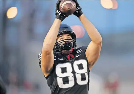  ?? [AP PHOTO/CHARLIE NEIBERGALL] ?? Iowa State's star tight end, Charlie Kolar, is a Norman North graduate and the younger brother of former Oklahoma State quarterbac­k John Kolar.