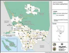  ?? LA COUNTY DEPARTMENT OF REGIONAL PLANNING ?? A map from the Los Angeles County Department of Regional Planning shows the rural areas of the county created to promote and maintain dark skies.