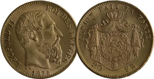  ??  ?? The Belgian gold coins of the time feature a stoic portrait of the monarch, with no hint of the terrible brutality which had been suffered by the people of Congo as the Belgian Empire flexed its imperial muscles