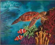  ??  ?? Omid Izadi’s painting of sea creatures. He has entered local and state competitio­ns and won showcases in categories for acrylic paint and color pencil.