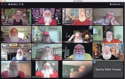  ?? MICHAEL HOWE ?? The Michigan Associatio­n of Profession­al Santas meets regularly via Zoom to discuss creative ways to still perform this holiday season amid the COVID-19 pandemic.