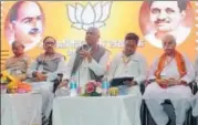  ?? HT ?? ▪ Senior RSS leaders in the BJP at a meeting in Lucknow on Thursday.