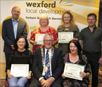  ??  ?? At the WLD QQI Healthcare awards presentati­on in the Brandon House Hotel, New Ross (from left) front – Patricia Reville Newbawn, Cllr Willie Fitzharris and Mary Kearne, New Ross; back – Brian Kehoe WLD, Caroline Wall Newbawn, Aoife O’Neill, New Ross...