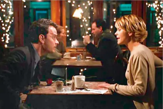  ??  ?? A scene from You Got Mail which denotes the importance of coffee and conversati­on