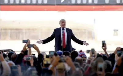  ?? NWA Democrat-Gazette/BEN GOFF ?? “I don’t need your money. I want you to vote,” Donald Trump told the crowd Saturday at Northwest Arkansas Regional Airport in Highfill.