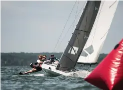  ??  ?? Harry Melges IV’s crew on White Heat won three of seven races and discarded a black flag to win the regatta by a single point. PHOTO : PETER SLACK