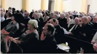  ??  ?? The packed meeting at Macclesfie­ld Town Hall for vision on future of the town