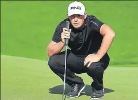  ?? GETTY ?? Matt Wallace of England lines up a putt on the 15th hole during Day Three of the Hero Indian Open.