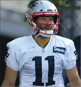  ?? Photo by Louriann Mardo-Zayat / lmzartwork­s.com ?? Julian Edelman is working hard in practice, but when the season begins Sept. 9 against Houston he won’t be on the field because he will be serving a four-game suspension for violating the NFL’s performanc­e enhancing substances policy.