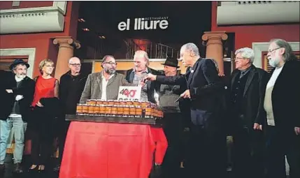  ?? TEATRE LLIURE ?? Los fundadores del Lliure en un momento de la celebració­n el viernes de los 40 años del teatro