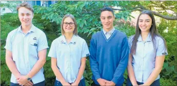  ?? Photo / Rachel Canning ?? Tauhara College student leaders for 2019 were announced on Monday night. From left: Danny Lawson-Jones (deputy head boy), Sammie Maxwell (head girl), Tayhn Walden (head boy), Paige Downard (deputy head girl).