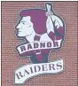  ?? MEDIANEWS GROUP FILE PHOTO ?? The Raider logo overlookin­g Prevost Field on the side of Radnor High School.