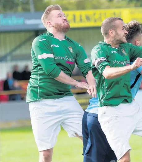  ?? Alex Parkes (left) and co held on during a nervy wnding to thier game against Darwen on Saturday Paul Watson ??