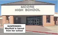  ??  ?? SUSPENDED: Mayfield is barred from her school