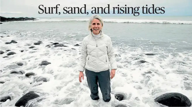  ?? CHRISTEL YARDLEY/STUFF ?? University of Waikato Professor Karin Bryan, at Ngarunui Beach, is researchin­g the effect of climate change on New Zealand coasts.