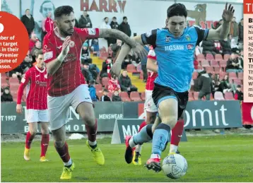  ?? ?? WINGER: Tubbercurr­y’s Liam Kerrigan, the UCD player, in action against his former club at The Showground­s last Saturday night.