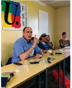  ??  ?? La FSU donnait jeudi une conférence de presse à Mantes-laVille.