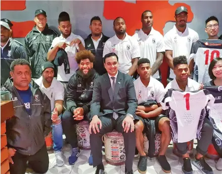  ?? Photo: LE. ?? Vodafone Fijian Bati players with their jersey to be worn in tomorrow’s clash against Papua New Guinea in Syndey, Australia.