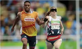  ??  ?? Libby Clegg will be hoping to recreate her 100m and 200m golds from Rio 2016 in Doha, just seven months after giving birth by emergency caesarean section. Photograph: Alexandre Loureiro/Getty Images