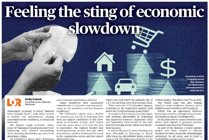  ?? ?? Economic activity is lagging across New Zealand, but Wairarapa’s unemployme­nt is relatively low.