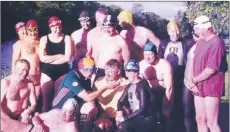  ??  ?? Tommy Baker (front left – kneeling) and fellow swimmers by the River Blackwater in the late 1990s.