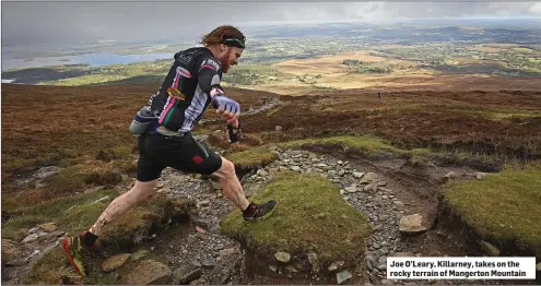  ??  ?? Joe O’Leary, Killarney, takes on the rocky terrain of Mangerton Mountain