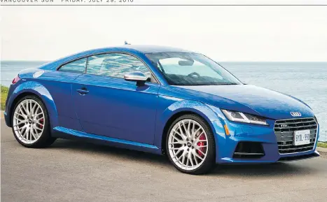  ?? PHOTOS: NICK TRAGIANIS ?? The 2016 Audi TTS sports a 2.0-litre turbo-four engine with 292 horsepower and 280 pound-feet of torque.