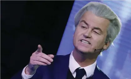  ??  ?? Facebook pushed its Dutch factchecke­r to reverse rulings against the far-right Freedom party, whose leader, Geert Wilders, is pictured. Photograph: Yves Herman/AP