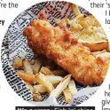  ??  ?? It’s a wrap: Fish ’n’ chips. done the traditiona­l way.