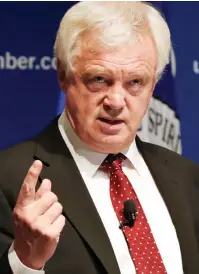  ??  ?? Defiant: David Davis in the US yesterday