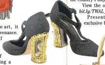  ?? ?? BLACK crochet Maryjanes with gold block heel by Dolce & Gabbana.