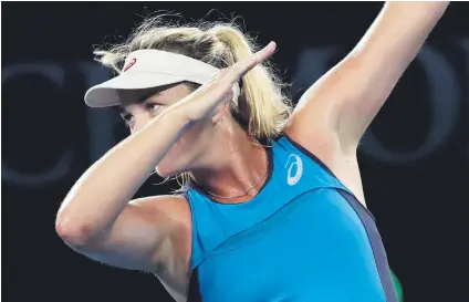  ?? Picture: EPA ?? FAMOUS WIN. American Coco Vandeweghe celebrates after beating world No 1 Angelique Kerber of Germany in the fourth round of the Australian Open in Melbourne yesterday.