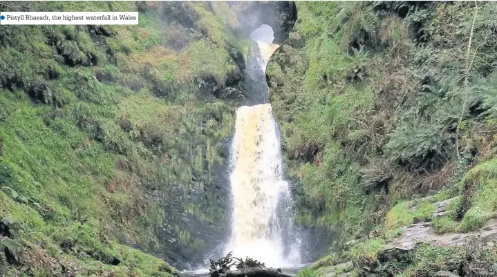  ??  ?? ●●Pistyll Rhaeadr, the highest waterfall in Wales