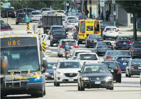  ?? ARLEN REDEKOP/FILES ?? A report from the Mobility Pricing Independen­t Commission outlining how average charges for drivers to get around Metro Vancouver were between $3 and $8 a day has been greeted with stone cold silence from the provincial government.