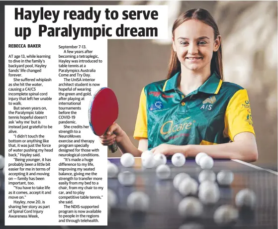  ?? Picture: Mike Burton ?? Hayley Sands had a life-changing accident at 13, but she isn’t letting it get her down and is instead eyeing the Paralympic­s.