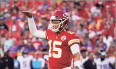  ?? Ed Zurga / Associated Press ?? Defending AFC champion Kansas City and QB Patrick Mahomes remain the favorites to represent the conference in the Super Bowl for a third straight year.