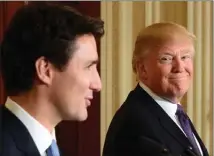  ?? The Canadian Press ?? Prime Minister Justin Trudeau and U.S. President Donald Trump take part in a joint press conference at the White House in Washington, D.C. on Monday.