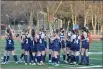  ?? JUSTIN COUCHOT — ENTERPRISE-RECORD ?? The Pleasant Valley field hockey team does a warm up chat prior to its season opener against Chico High on Wednesday, March 3, 2021 at Chico High.