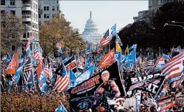  ?? JULIO CORTEZ/AP ?? Supporters of President Donald Trump rally Nov. 14 at Freedom Plaza in Washington, D.C.