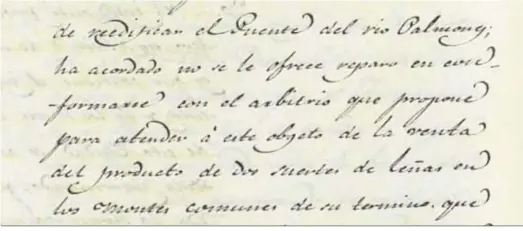  ??  ?? Extracto sobre la necesidad de reedificar el puente del río Palmones.