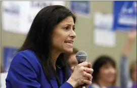  ?? ASSOCIATED PRESS FILE PHOTO ?? Dana Nessel, then candidate for attorney general in Michigan, speaks to 14th District Delegates at the 2018State Endorsemen­t Convention of the Michigan Democratic Party at Cobo Center in Detroit.