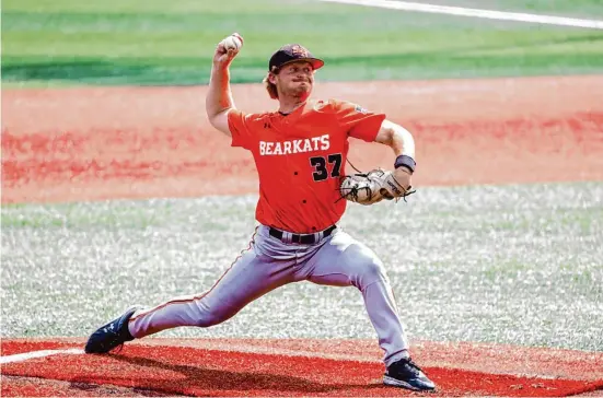  ?? Matthew Piasecki/Sam Houston Athletics ?? Rome Shubert, who was one of the students wounded in the Santa Fe High School shooting six years ago, is wrapping up his baseball career at Sam Houston.