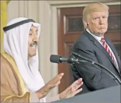  ??  ?? I’ll be watching you: Kuwaiti Emir Sabah IV with the president last year.