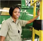 ?? Pictures: Neil McCartney ?? HAPPY. Agnesia Makgotla doing what she loves, working on a Squirrel chopper.